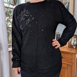 SHIMMERSTRAVAGANZA - Rafaella - Vintage 80s 90s angora wool beaded sweater - Med